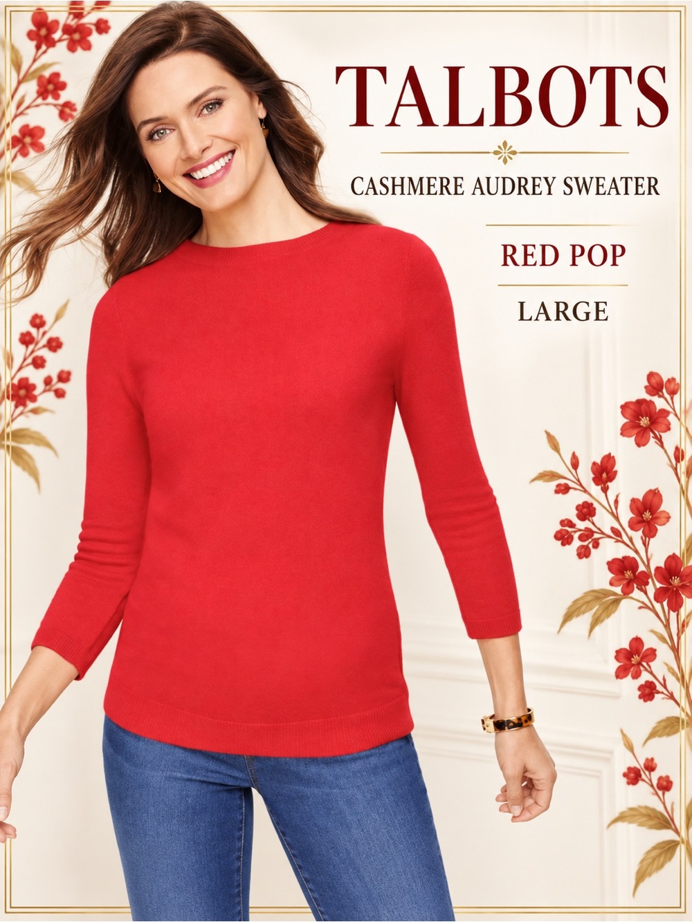 Cashmere Audrey Red Sweater NEW